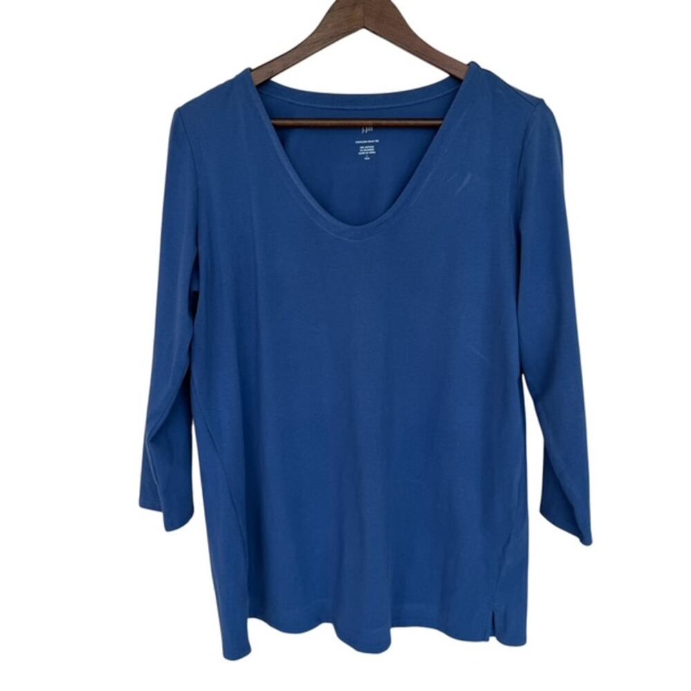 J. Jill Blue Forward-Seam 3/4 sleeve Tee - Large Tall